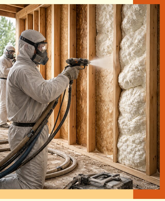 Утепление каркасного дома ППУ в Краснотурьинске от 2977 руб./м2 — работа под ключ | ТепломастерКту