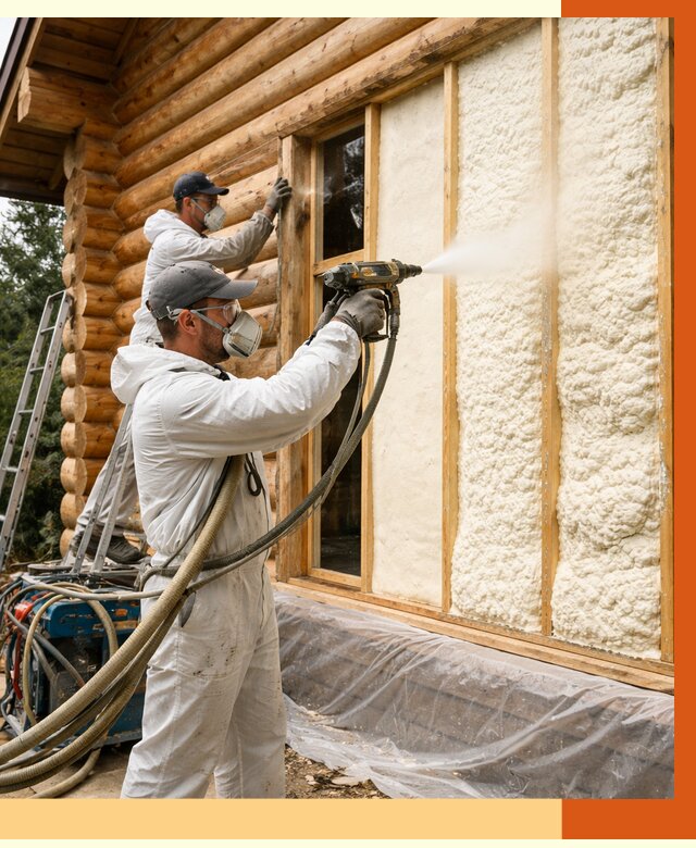 Утепление деревянного дома ППУ в Краснотурьинске от 4466 руб/м2 | ТепломастерКту — под ключ