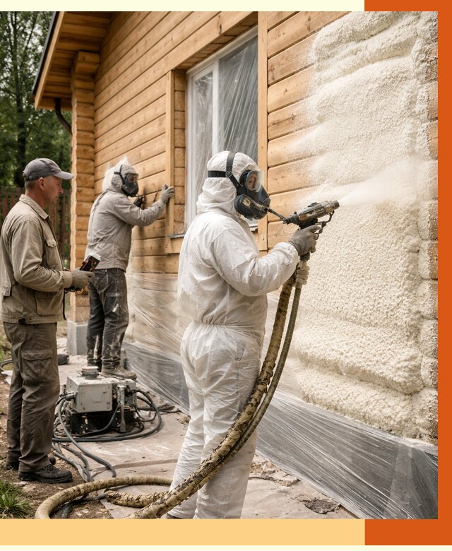 Утепление дома из бруса ППУ в Краснотурьинске от 4094 руб/м2 под ключ | ТепломастерКту