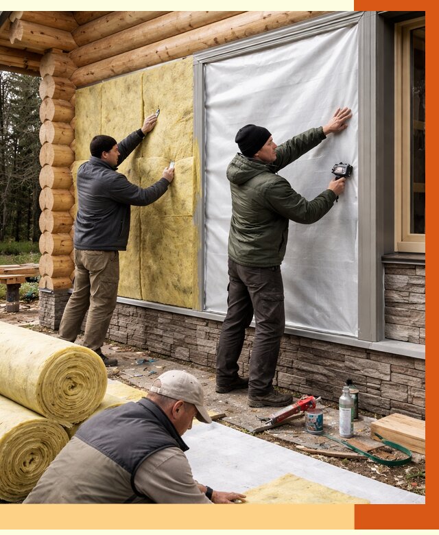 Утепление бревенчатого дома в Краснотурьинске от 8134 руб/м2 — заказать под ключ | ТепломастерКту