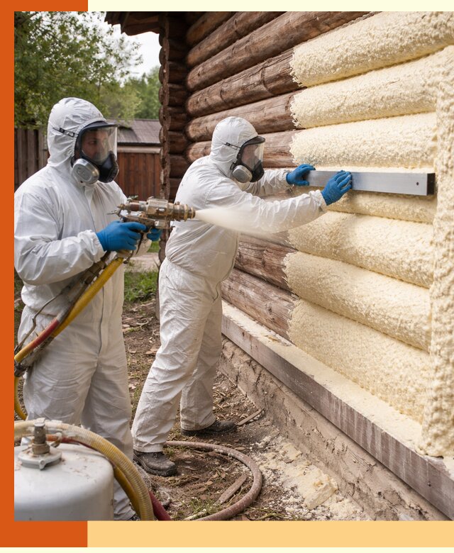 Утепление бревенчатого дома ППУ в Краснотурьинске эффективной изоляцией