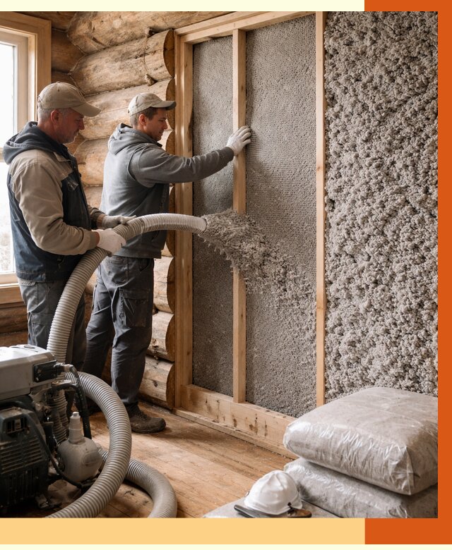 Утепление бревенчатого дома эковатой в Краснотурьинске от 2924 руб. | ТепломастерКту