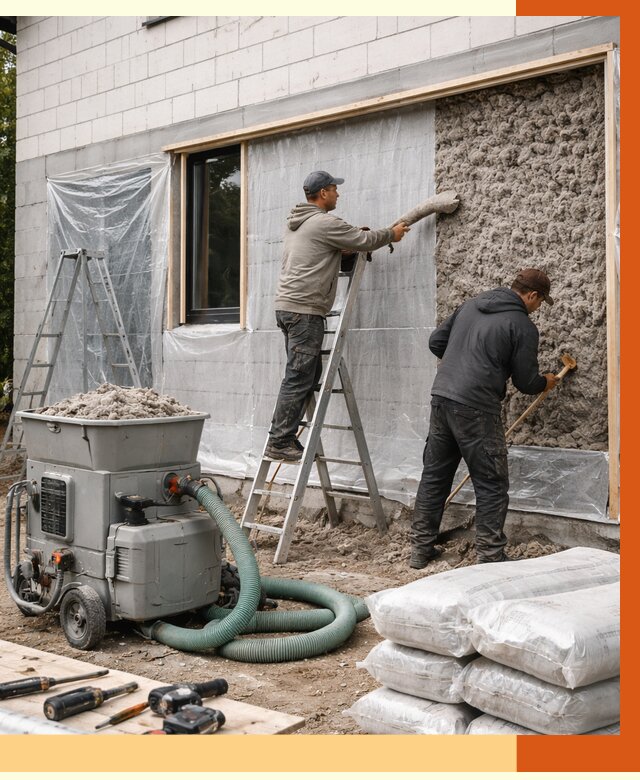 Утепление дома из газобетона эковатой в Краснотурьинске от 4785 руб./м2 | ТепломастерКту