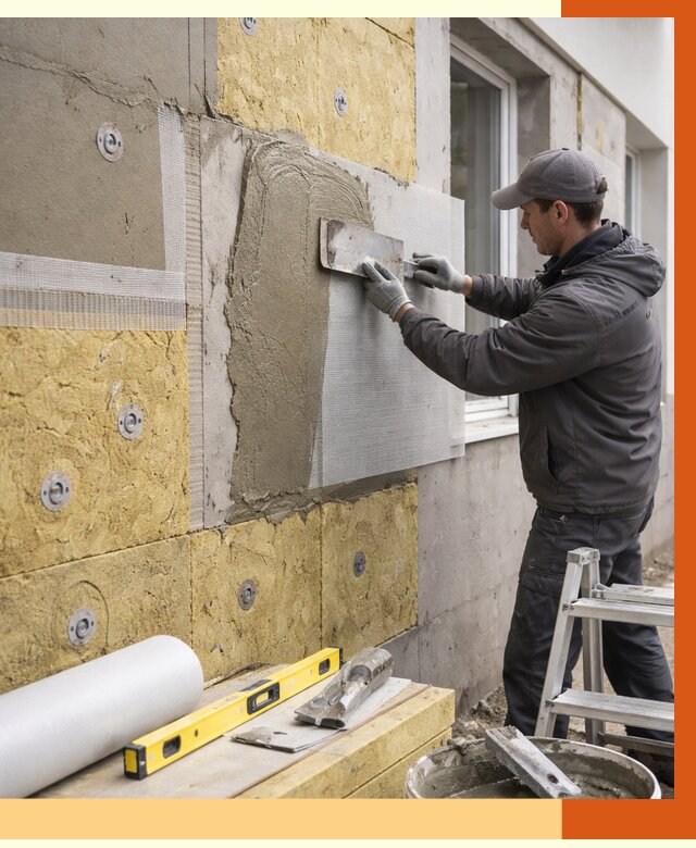 Утепление фасада под штукатурку в Краснотурьинске от 4466 руб/м2 — монтаж пенопластом и минватой | ТепломастерКту