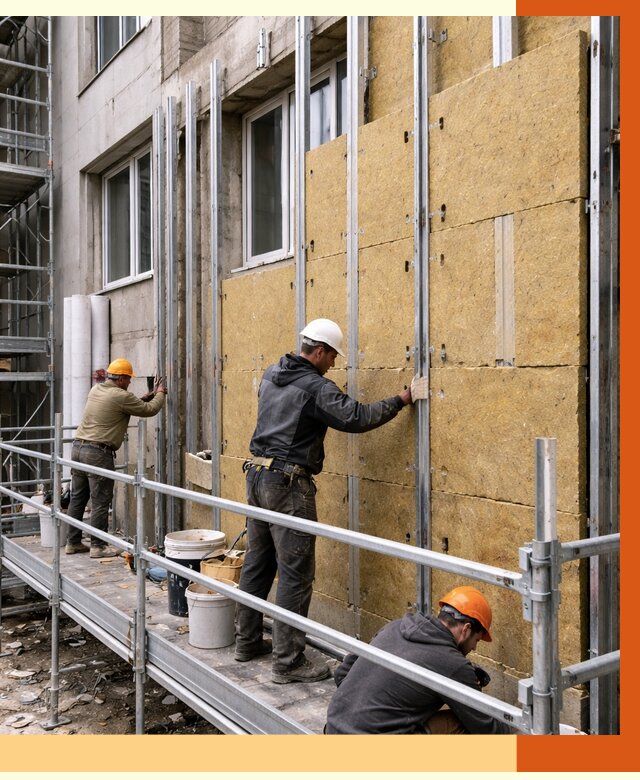 Утепление вентилируемого фасада в Краснотурьинске от 5954 руб/м2 — монтаж и утепление вентфасад | ТепломастерКту