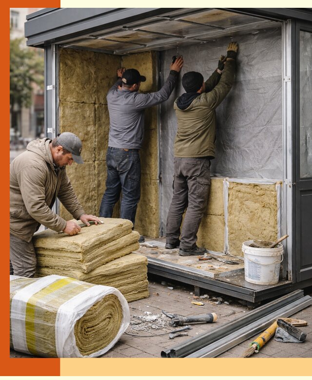 Утепление павильона шаурмы под ключ в Краснотурьинске