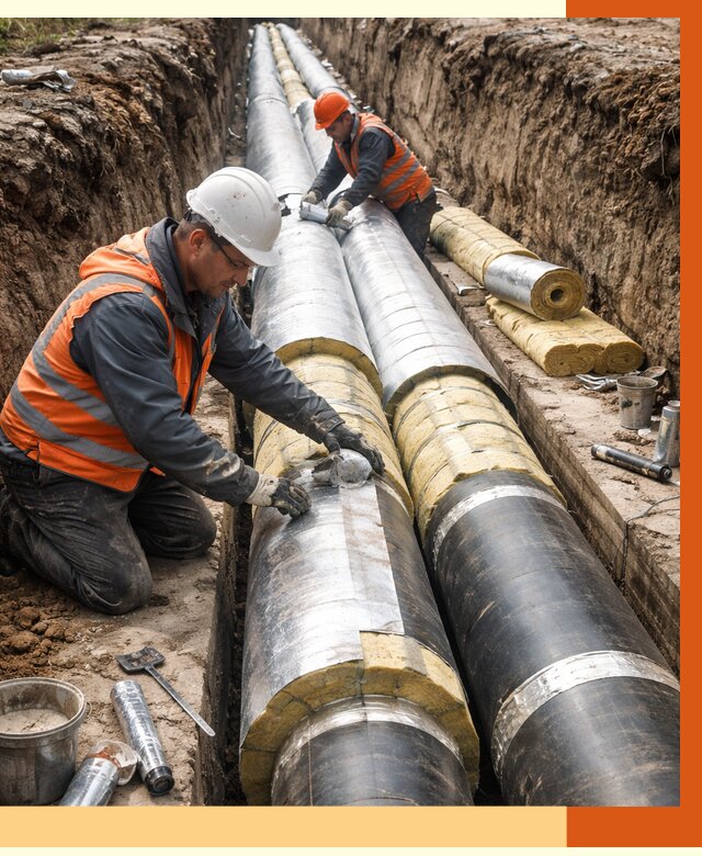 Утепление теплотрассы в Краснотурьинске от 4785 руб./м2 — ппу и комплексная изоляция | ТепломастерКту