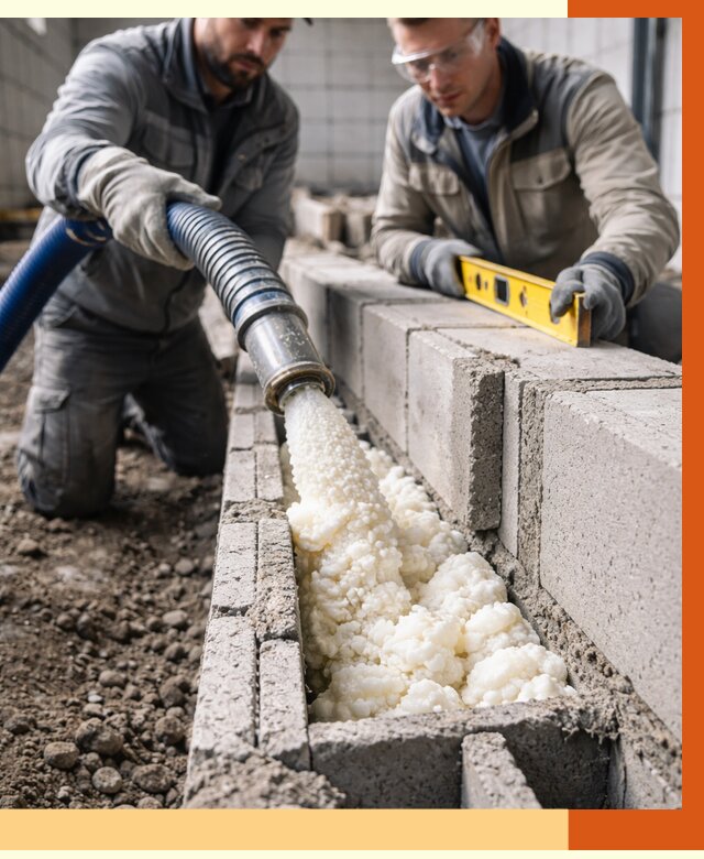 Заполнение колодцевой кладки ППУ в Краснотурьинске от 4466 руб. за м2 | ТепломастерКту