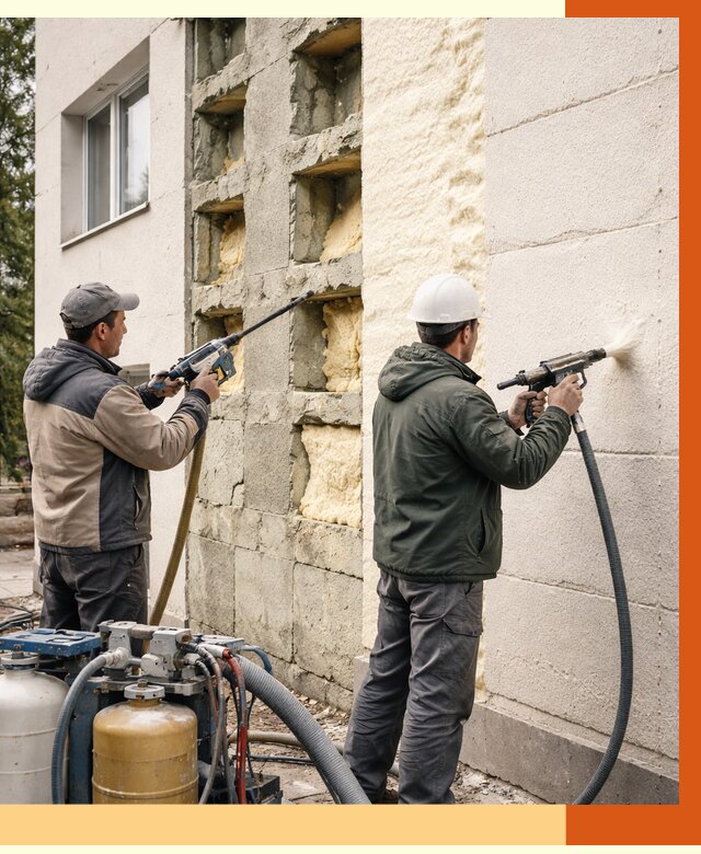 Заполнение пустот фасада в Краснотурьинске от 4785 руб. — утепление пустот облицовки | ТепломастерКту