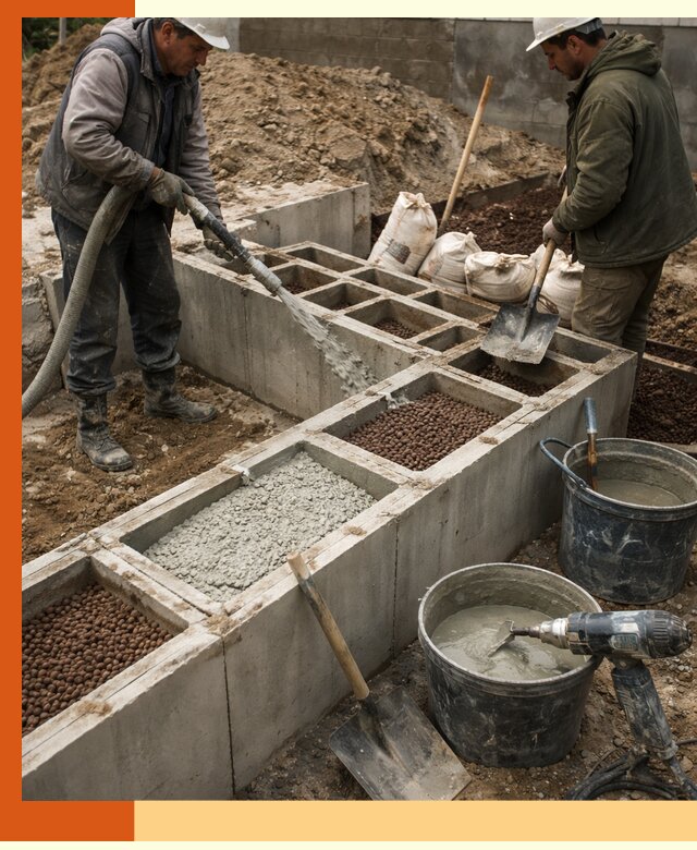 Заполнение полостей фундамента в Краснотурьинске герметичным утеплением и повышением прочности