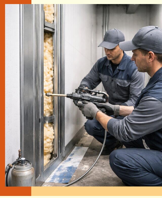 Заполнение пустот холодильных панелей в Краснотурьинске специализированной пеной