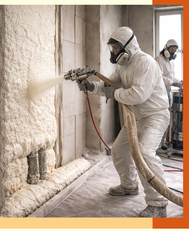 Напыление пенополиуретана в Краснотурьинске от 7975 руб./м2 — услуги и монтаж ППУ | ТепломастерКту