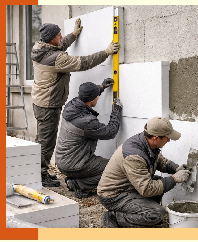 Утепление пенопластом наружных стен и фасадов в Краснотурьинске