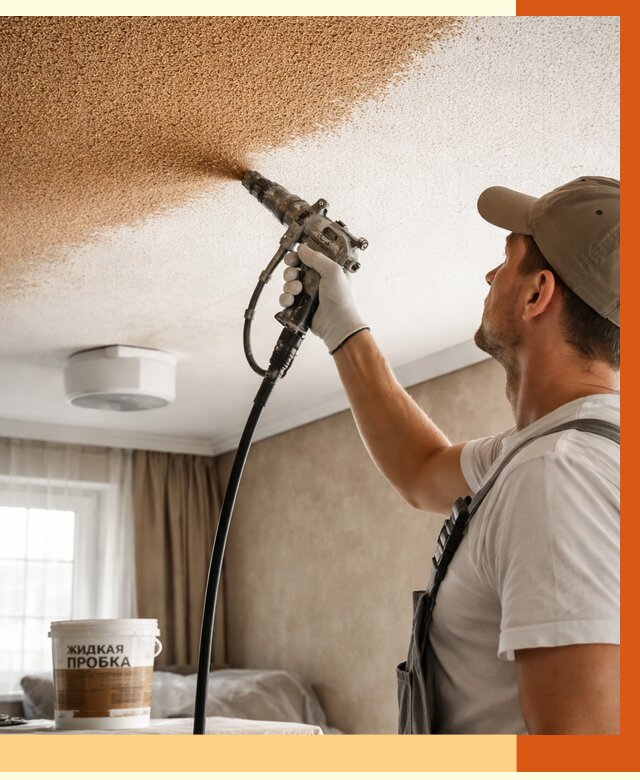 Утепление потолка жидкой пробкой в Краснотурьинске от 3722 руб. | ТепломастерКту