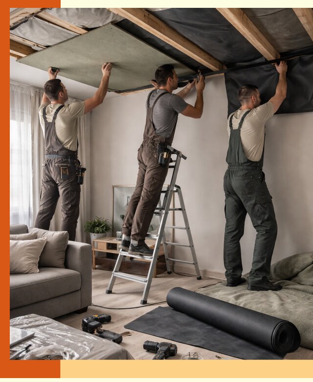 Шумоизоляция потолка в Краснотурьинске — профессиональное устранение шумов