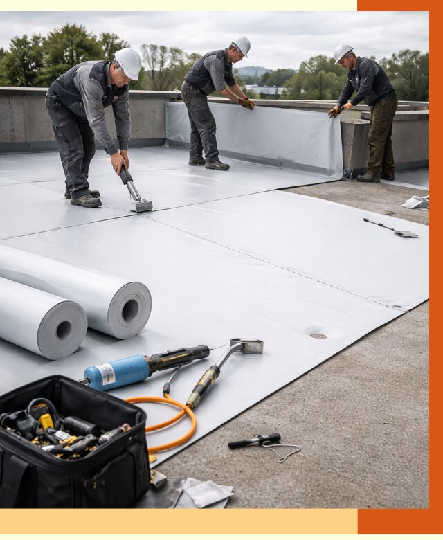 Гидроизоляция мембранной кровли в Краснотурьинске от 7975 руб./м² — профессионально | ТепломастерКту