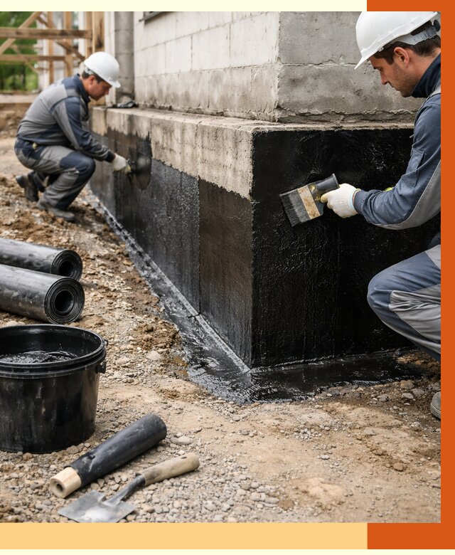 Гидроизоляция фундамента в Краснотурьинске от 1329 руб. — профессионально, под ключ | ТепломастерКту