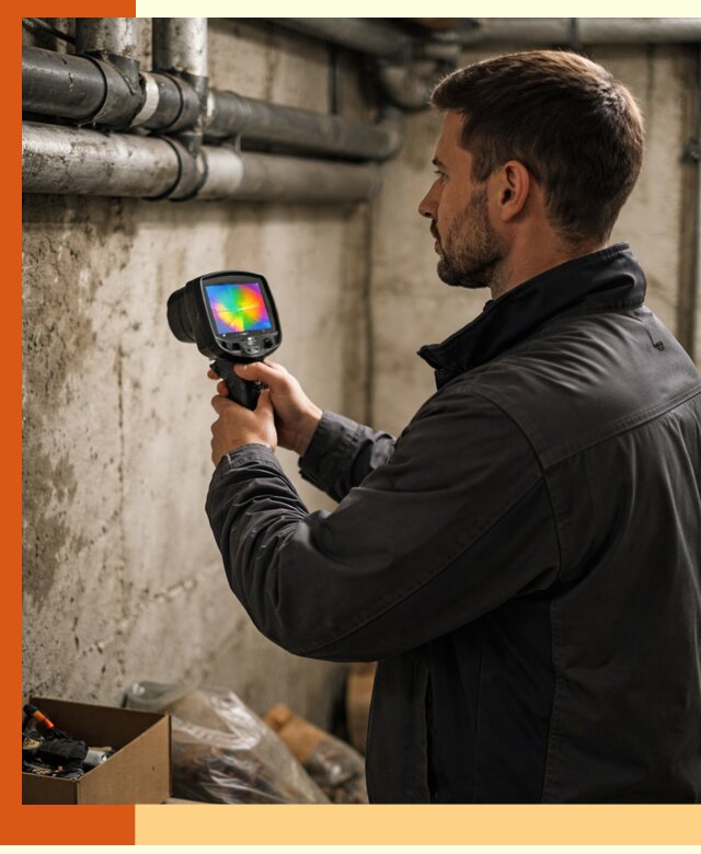 Тепловизионное обследование подвала в Краснотурьинске для поиска утечек тепла