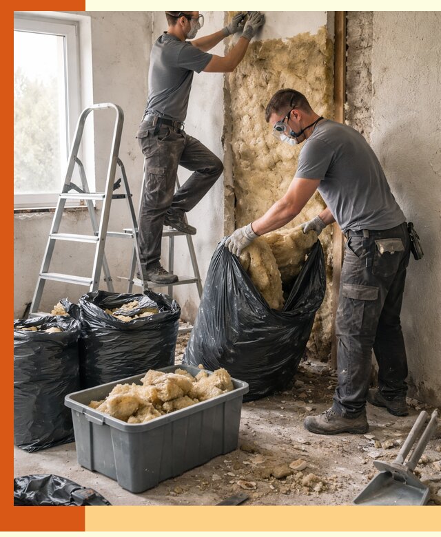 Демонтаж старого утеплителя и вывоз отходов в Краснотурьинске