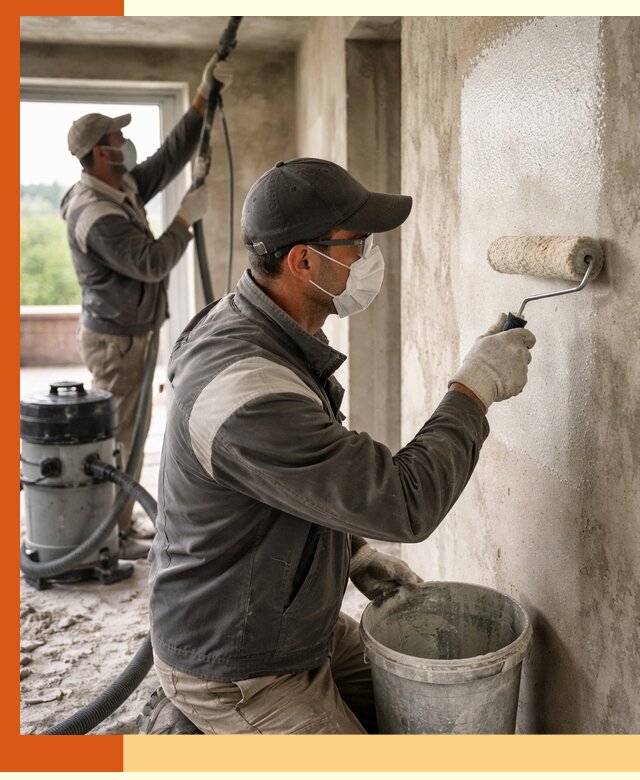 Подготовка поверхности под напыление утеплителя в Краснотурьинске