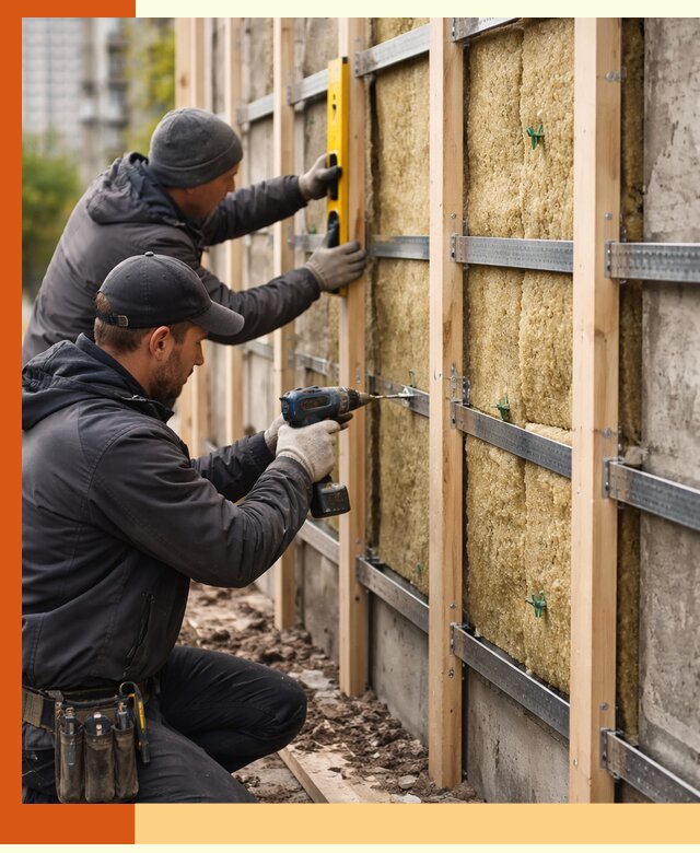 Монтаж обрешетки под утепление зданий и квартир в Краснотурьинске